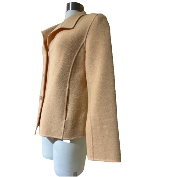 vtg y2k boiled wool cardigan sweater jacket butter yellow Alexandra Bartlett New - Picture 4 of 7